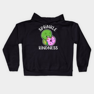 Baby Turtle Eating a Sprinkled Doughnut Sprinkle Kindness Kids Hoodie